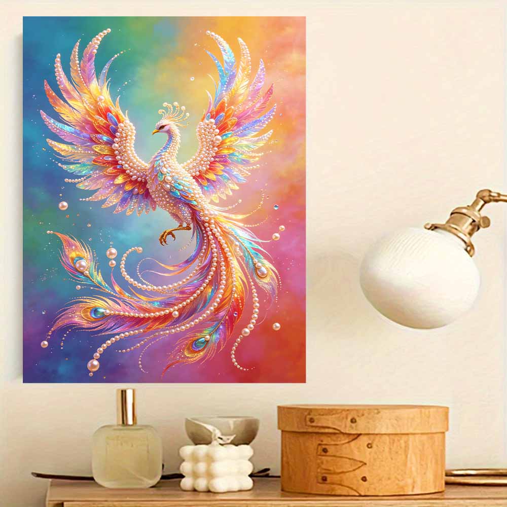 Shiny Pearl Radiant Colorful Phoenix DIY Painting Creative Bead Art Craft Household Wall Decoration Nice Present For Art Hobbyists Home Decor