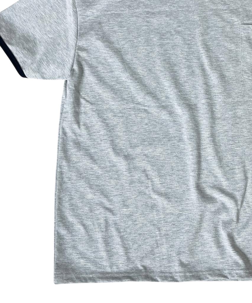 SK8ER ROCK Pocket Ringer T-Shirt ((Melange Gray*Navy))