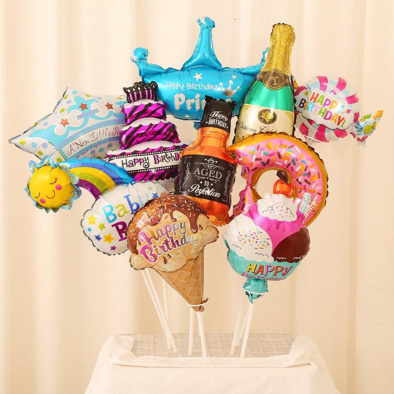 Mini Car Animal Aluminum Foil Balloons with Sticks for Night Market Stalls and Children's Gifts