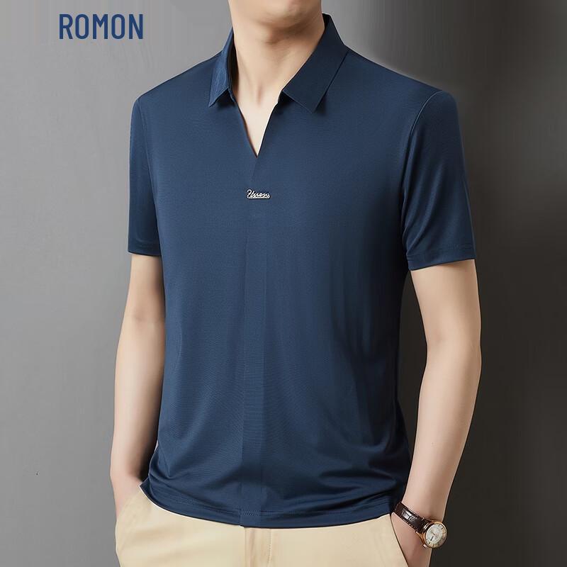 Romon Men s Short Sleeve Casual Solid Shirt 56