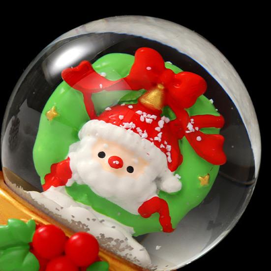 4.5/6.5CM Christmas Glowing Faux Crystal Ball Ornament LED Light-up Santa Claus Figurine Inside Clear Sphere Holiday Party Office Desktop Decoration