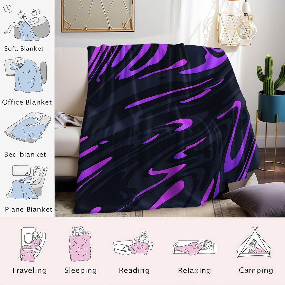Neon Purple Swirl Flannel Blanket Warm Soft Halloween Christmas Couch Warm Cozy Decorative Decor Gift for All Season