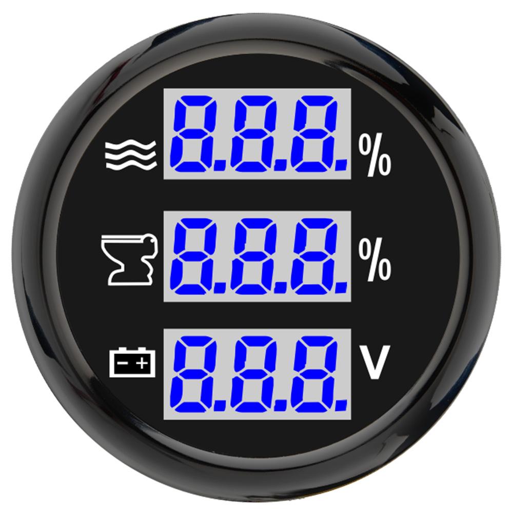 52MM 3 IN 1 Digital Gauge Water Temperature ℃/℉Oil Pressure Bar/PSI Voltmeter For Car Boat 12V/24V With Blue Backlight