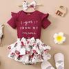 Nuovo Outfit Estivo Stile Fatina Abbigliamento per Bambini Tuta con Pantaloncini Set Abbigliamento Estivo Floreale Dolce Piccola Principessa