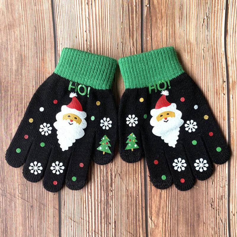 Men/Women Christmas Santa Gloves Thicken Touch Screen Winter Full Finger Mittens