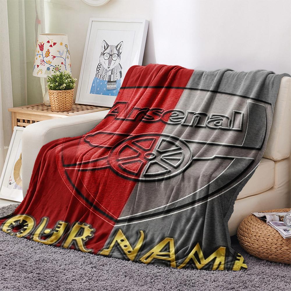 1PC Custom Name Arsenal Patterned Flannel Blanket Suitable For All Seasons for Home Decor Warmth and Comfort Gifts Holiday Present