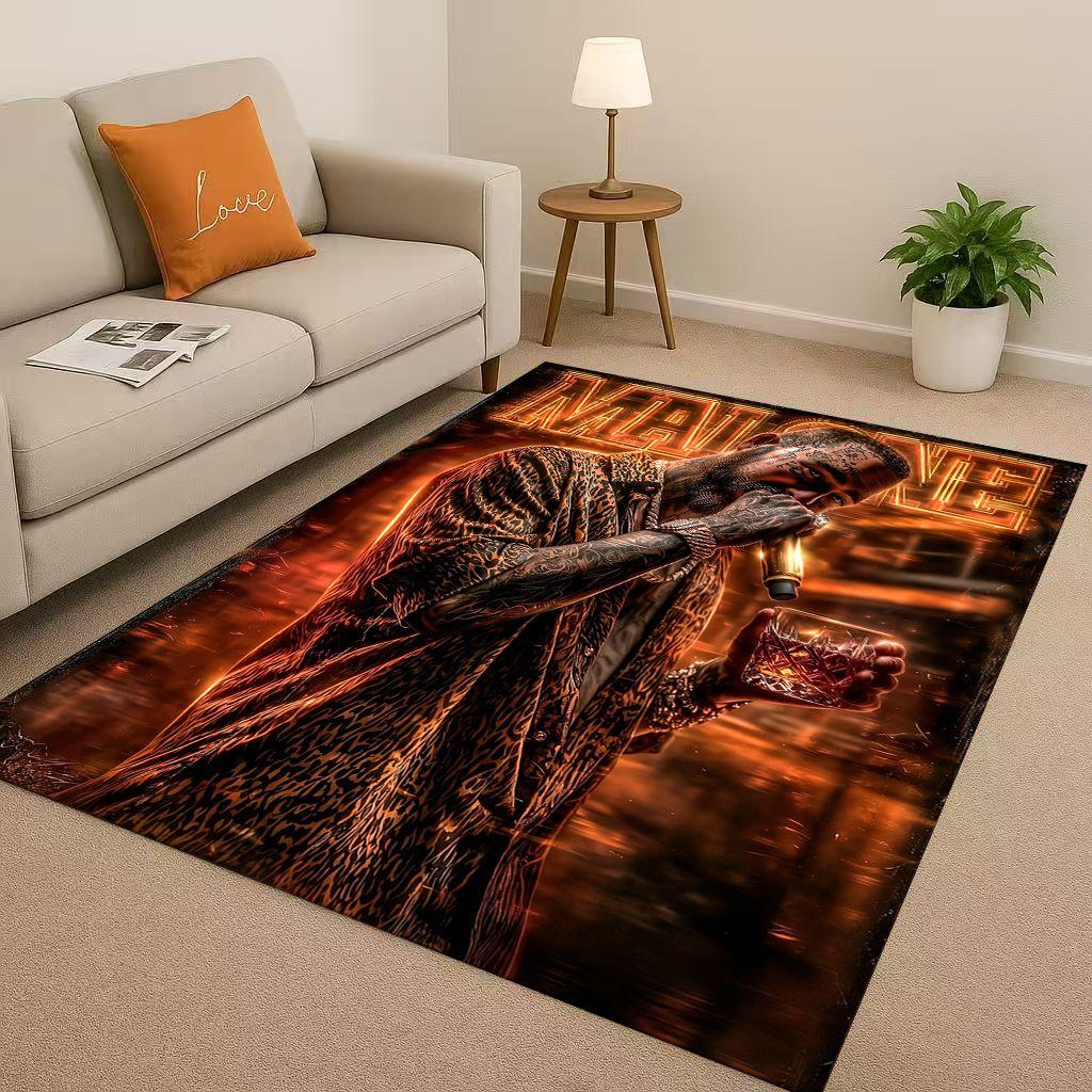 3D Classic Top Hip Hop Rapper Star Cartoon Art Living Room Non-Slip Area Rug Carpet for Bedroom Playroom Sofa,Home Decor Doormat