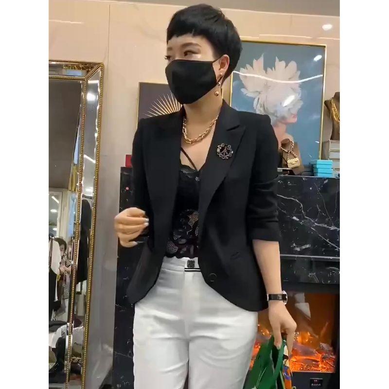 

Женская черная тонкая куртка, куртка-костюм на все случаи жизни Black L