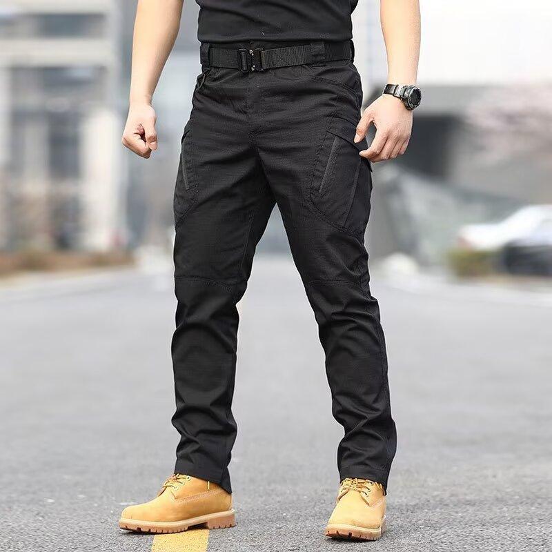 Summer Men's New Tactical Trousers Wear-resistant Ruffian Handsome Multi-bag Solid Color Combat Overalls