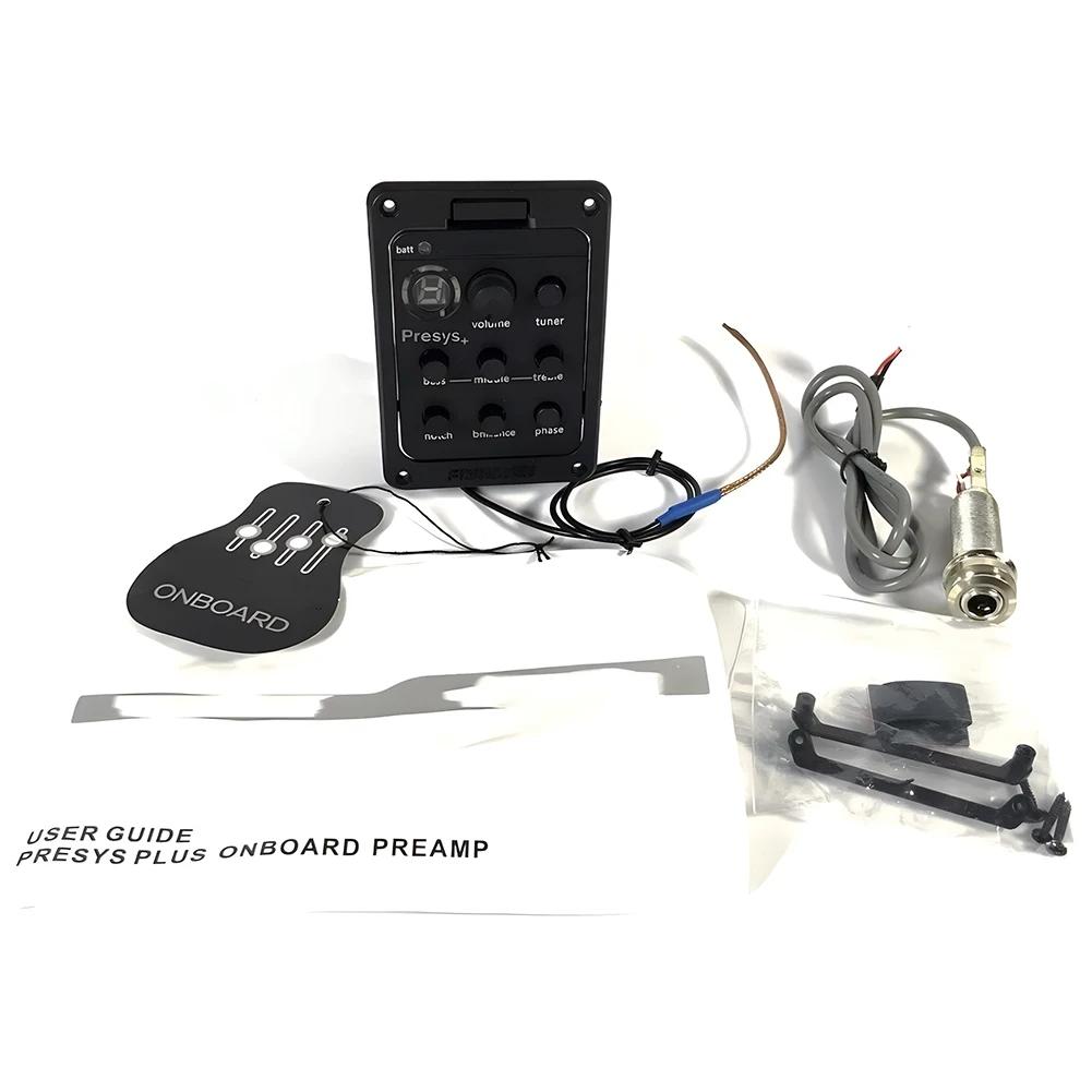 201 Piezo-Tonabnehmer Akustikgitarre Vorverstärker 4-Band Akustikgitarre Tonabnehmer Vorverstärker EQ Tuner Mikrofon-Mischung Vorverstärker für Fishman Presys+