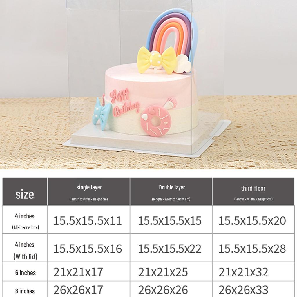 Klare doppellagige Geburtstagskuchenbox - Mehrere Größen: 4, 6, 8, 10, 12 Zoll