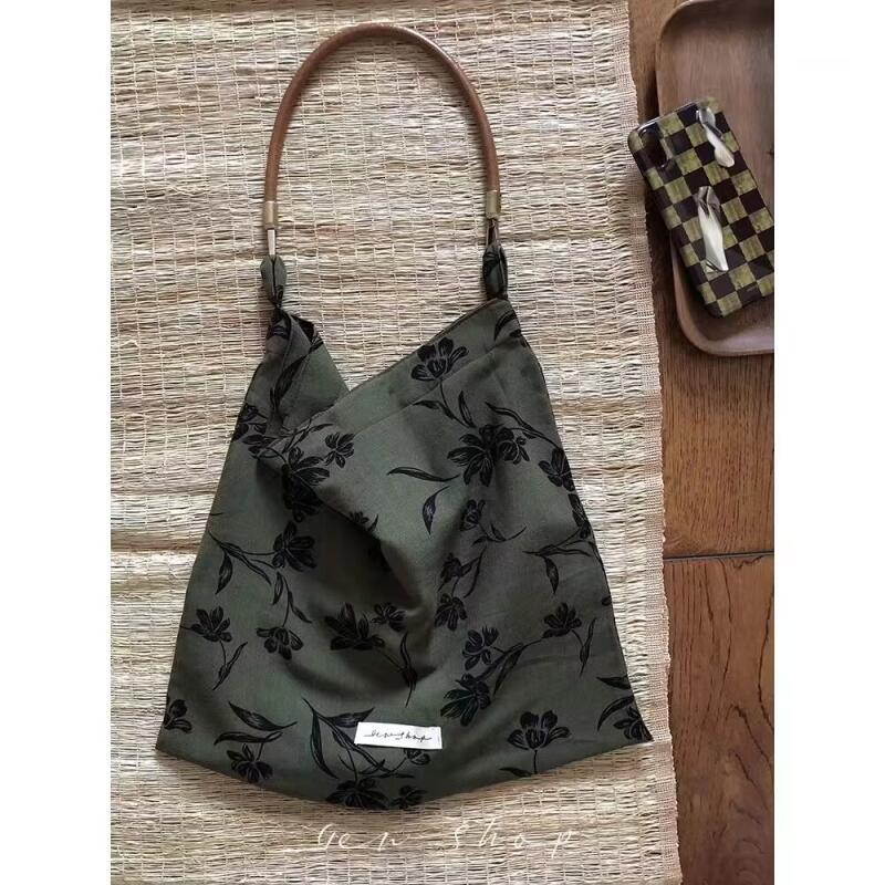 Fashion Tote Bags Women's Bags New Canvas Print Bag Niche Leisure Versatile High Capacity Retro Korean Niche Trend Shoulder Bags