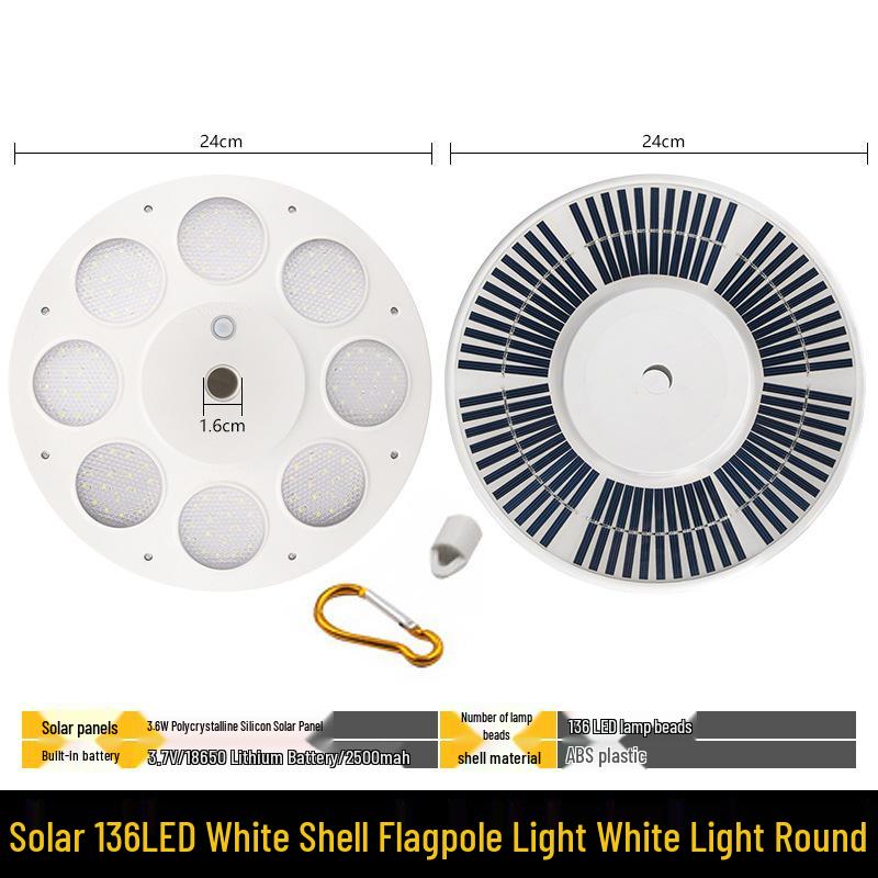 Waterproof Solar LED Flagpole Light - 26 Beads, Ideal for Outdoor, Camping, Courtyard, and Tent Illumination