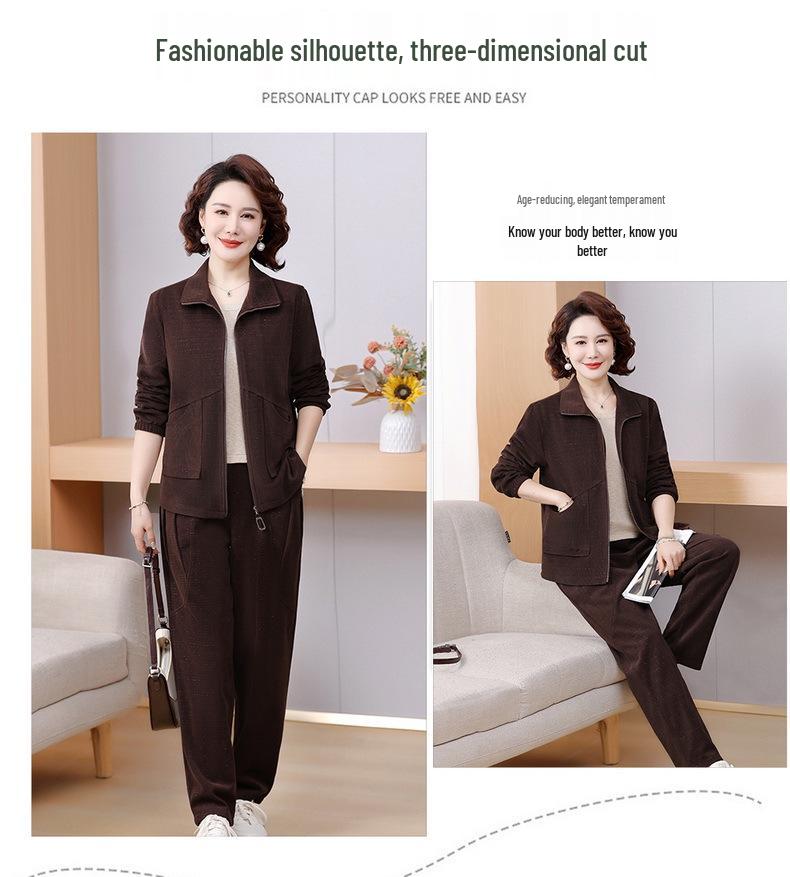 Trening elegant de primăvară: Set din două piese 2025 pentru femei de vârstă mijlocie - Jachetă casual și pantaloni pentru primăvară și toamnă