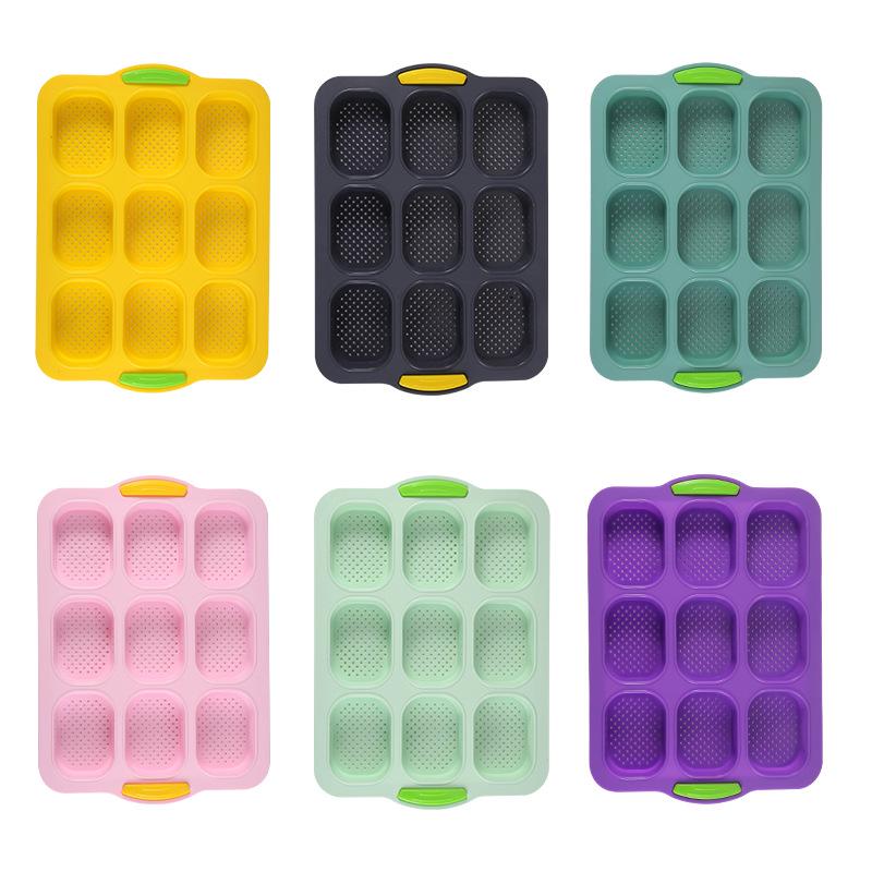 9-Cavity Non-Stick Silicone Oval Baguette Cake Mold for DIY Bread and Baking