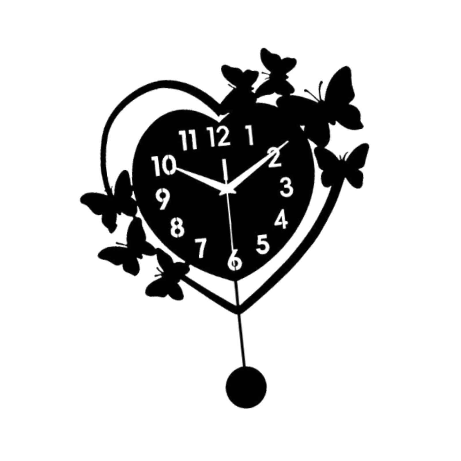 

Love Heart Wall Clock Butterfly Modern Silent Irregular Acrylic Decorative for Study Living Room Dining Room Bedroom Indoor чёрный