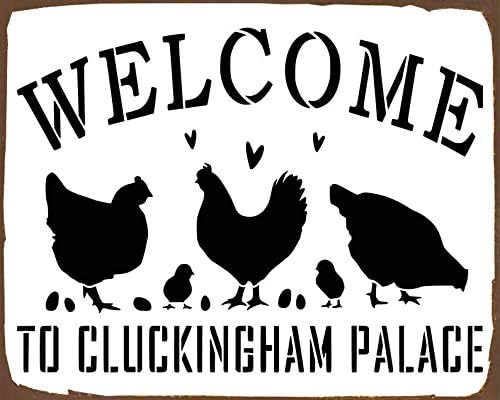 1pWelcome Cluckingham Palace Chicken Country Farmhouse Home Decor Sign Farm Chicken Coop Metal Chicken Signs aluminum 20x30cm