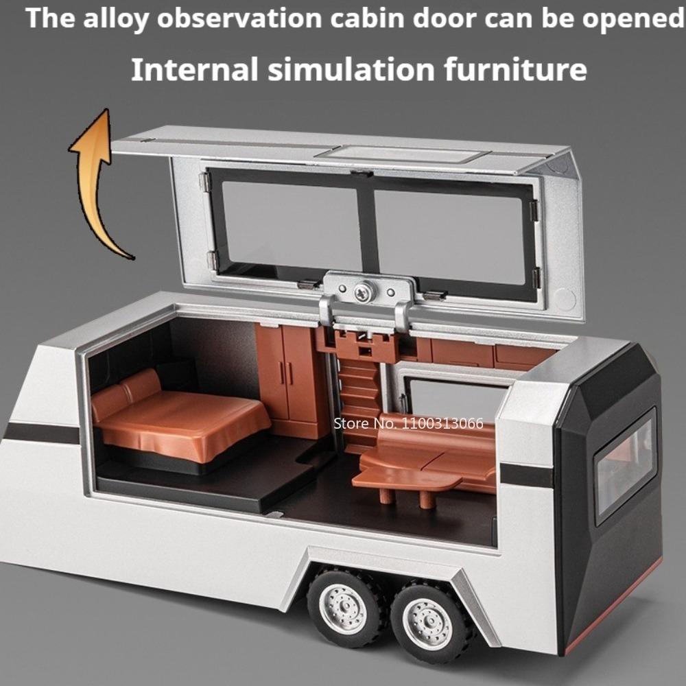1:32 Miniature Pickup Trucks Cars Toy Miniature Model with Light Sound Pull Back RV Simulated Interior Caravan Collect Souvenirs