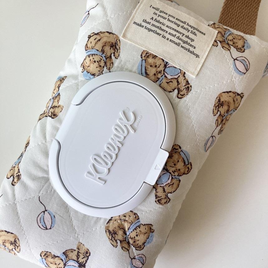 

1pc 13x6x24cm Balloon Teddy Quilted Cotton Wet Wipes Bag Car Outing Pushcart Portable Hanging Cloth Tissue Box