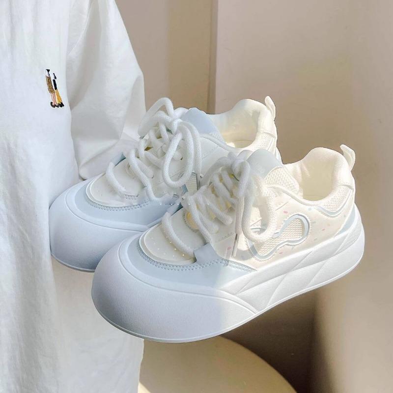 Summer Mesh Breathable Bread Shoes Women's New Platform White Shoes Original Niche Versatile Sports Board Shoes