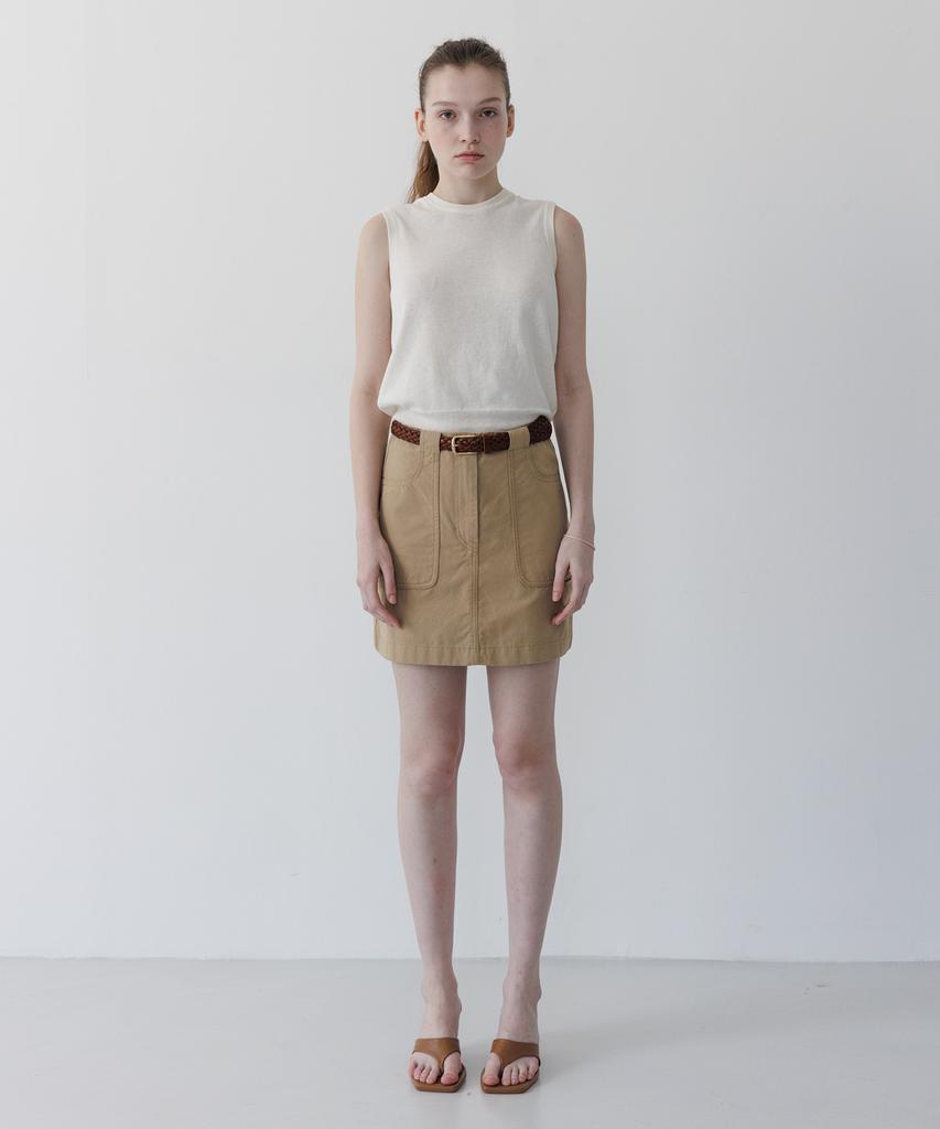 Tudument Cotton Mini Skirt Beige