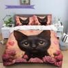 Pink Bombay Cat Pattern Bedding Home Decoration Birthday Gift (1 * Duvet Cover + 2 * Pillowcase, Without Core)
