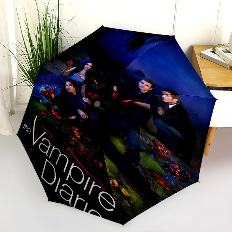Vampire Diaries: Rainy Night Gathering Folding Umbrella Suitable for All Seasons Durable Sun Umbrella Sun Umbrella Travel
