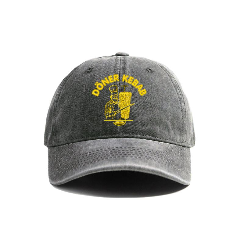Doner Kebab Hat for Men Women Adjustable Distressed Hats Classic Doner Kebab Washed Baseball Cap