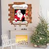 Yousheng Santa Claus Breaking Wall Christmas Stickers Removable PVC Decals Funny Santa with Gift Bag Breaking Through Wall Art for Bedroom Living Room