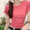 Forward Shoulder Round Neck Short-sleeved T-shirt for Women In Women's Summer New Solid Color Slim Short Hot Girl T-shirt Underwear Top for Women