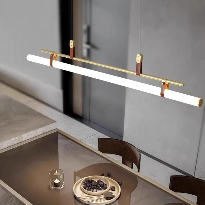 Minimalist Dining room Study Room Office Desk lighting Coffee Table Kitchen island Long Strip LED Ceiling Pendant Lamp