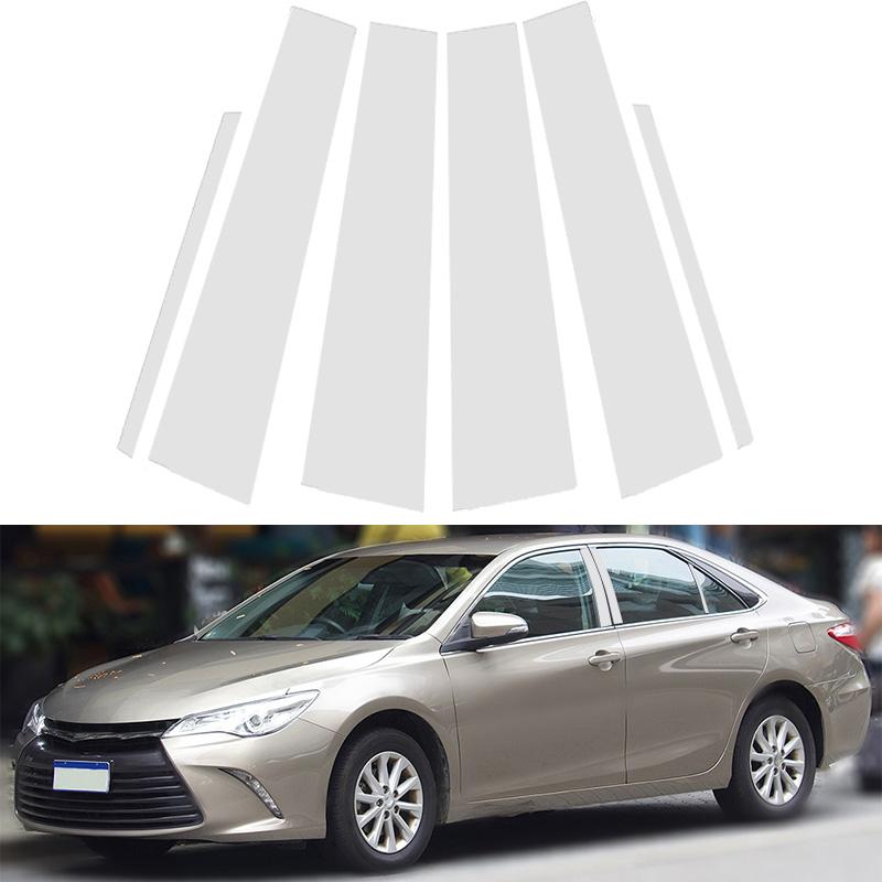 6pcs/set Silvery Car B Pillar Post Covers Trim Window Column Sticker for Toyota Camry 2012 2013 2014 2015 2016 2017 BC Column Parts