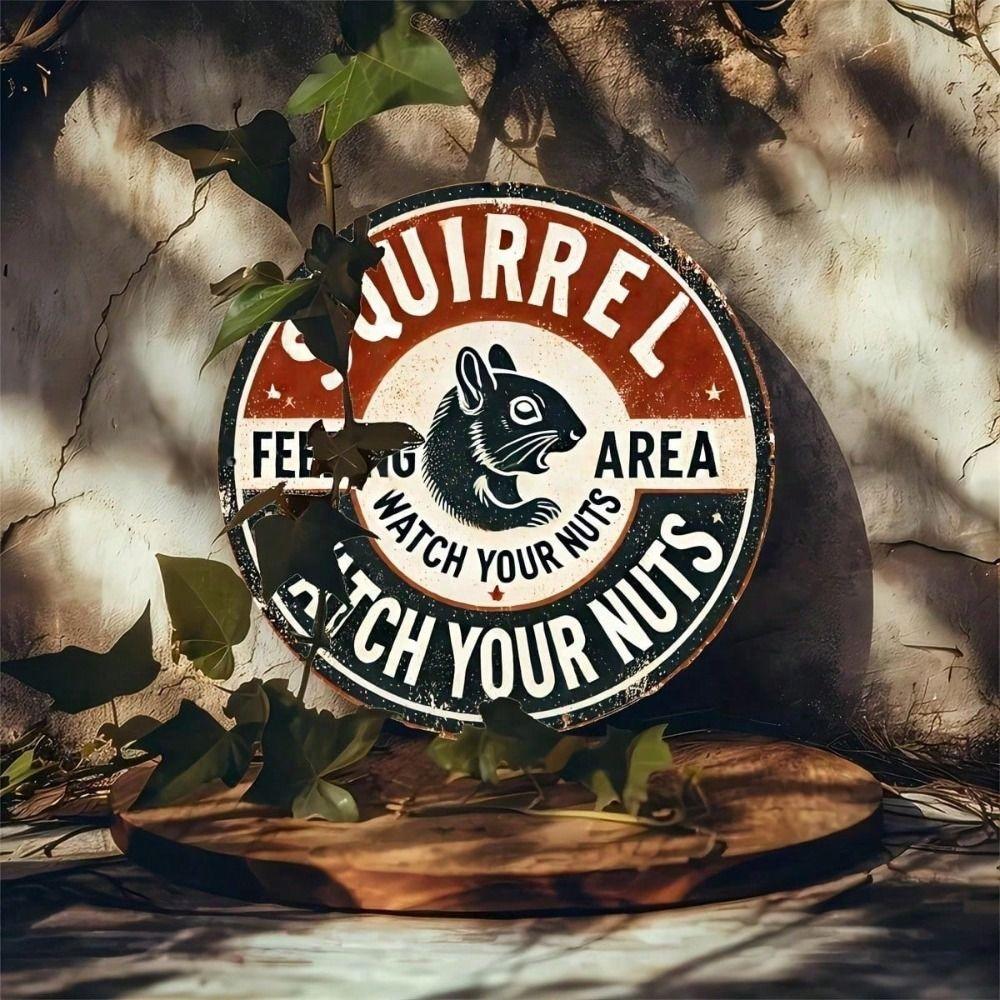 Vintage Metal Poster Squirrel Irony Wall Art Decor for Home Cafe 20x20 Cm