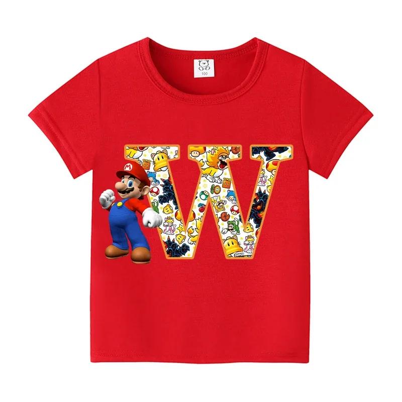 New 100%Polyester T-shirts for Children Cartoon English Letters Graphic T-shirt Boys Casual Short-sleeved Tops Kids Clothes