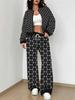 Grid New Autumn And Winter New European And American Women'S Clothing Striped Printing Suit Women