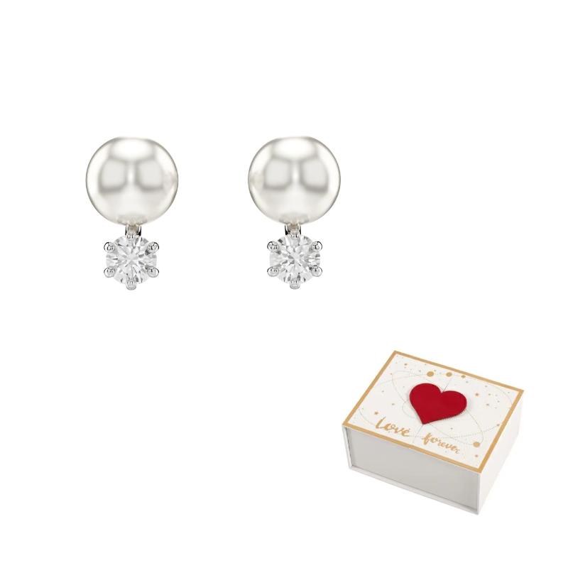 Swarovski Matrix Stud Earrings F-white gift box белый