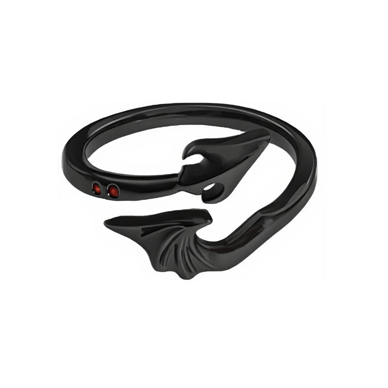 Halloween Dunkle Persönlichkeit Retro Zirkon Spinne Kätzchen Fledermaus Öffnungsring Nische Hip Hop Street Ring