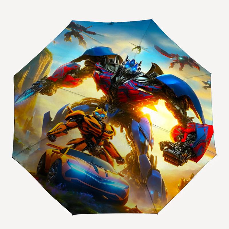 1pc Transformers Autobots Automatic Folding Umbrella - Compact 8-Rib Design, Durable Plastic & Iron, Daily Use Z1230049