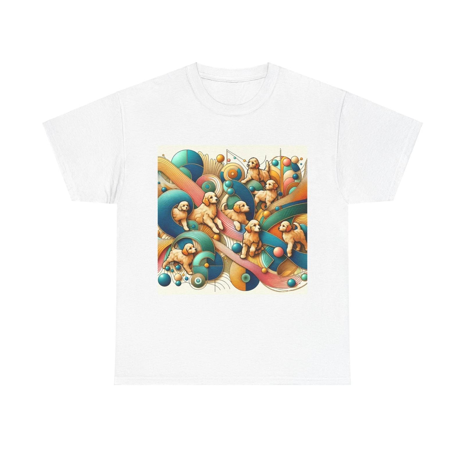 Unisex Adult T Shirt Abstract Mini Goldendoodle Art Print L