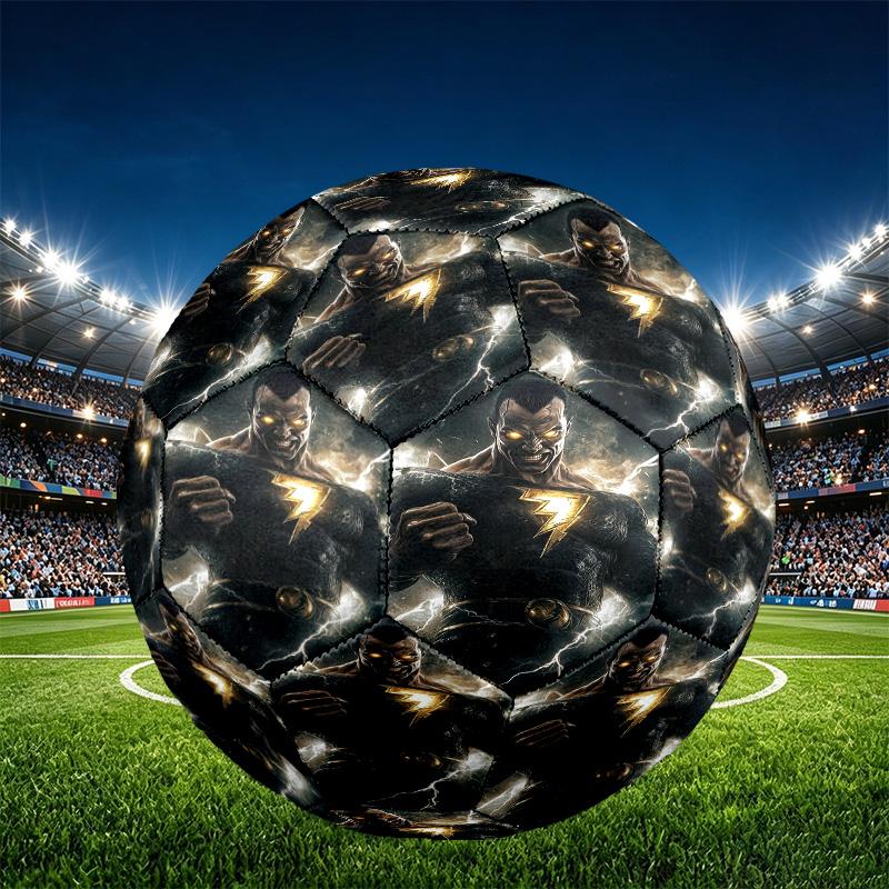 Black Adam Print Size 5 Soccer Ball, PU Wear Resistant Football for Match Training and Daily Practice, Birthday Gift for Soccer Fans