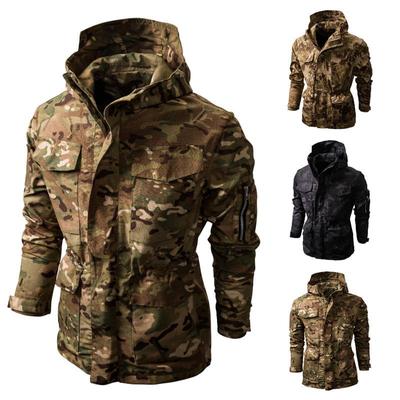 Classic Trend Male Long Sleeve Stand Collar Warm Coat Men's Outdoor Hooded Camouflage Jacket