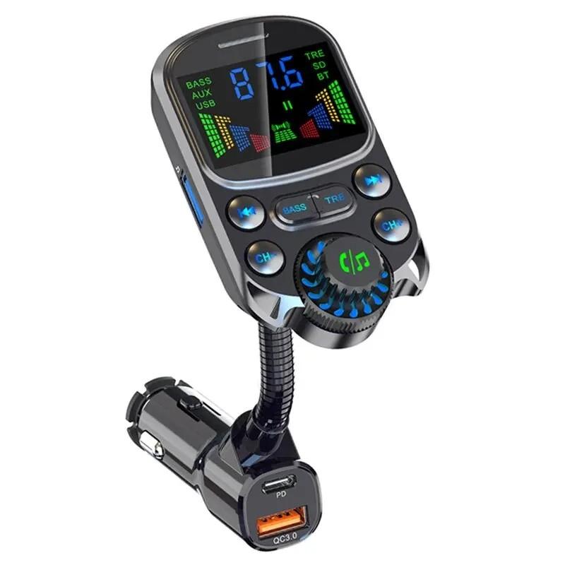 

Автомобильный FM-трансмиттер Беспроводной комплект громкой связи Автомобильный комплект Бас 3,5 мм AUX Аудиоприемник QC3.0 PD 30 Вт Быстрая зарядка MP3-плеер чёрный