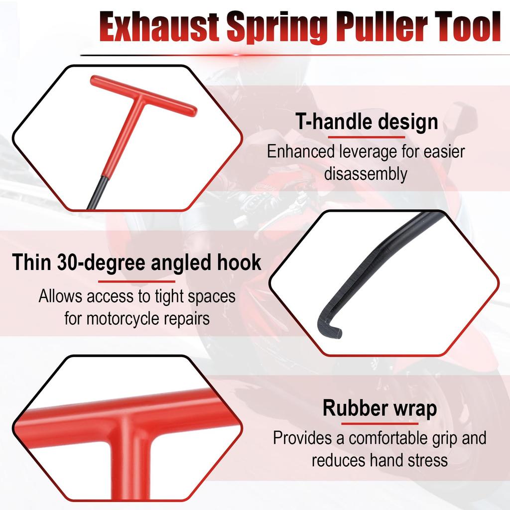 Exhaust Pipe Spring Hook, Exhaust Spring Puller Tool, Motorcycle Exhaust Pipe Spring Hook Handy Removal Tool Professional Repair