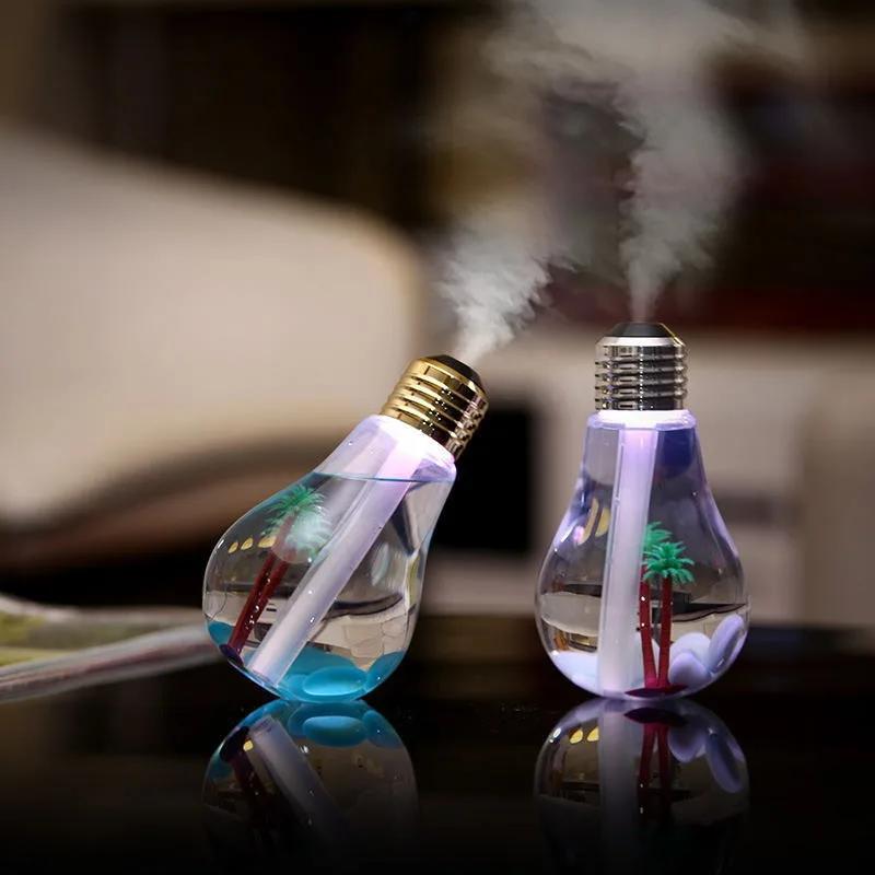 Creative Bulb Humidifier Mini Colorful Night Light Micro Landscape Desktop Decoration USB Electric Diffuser for Bedroom Home