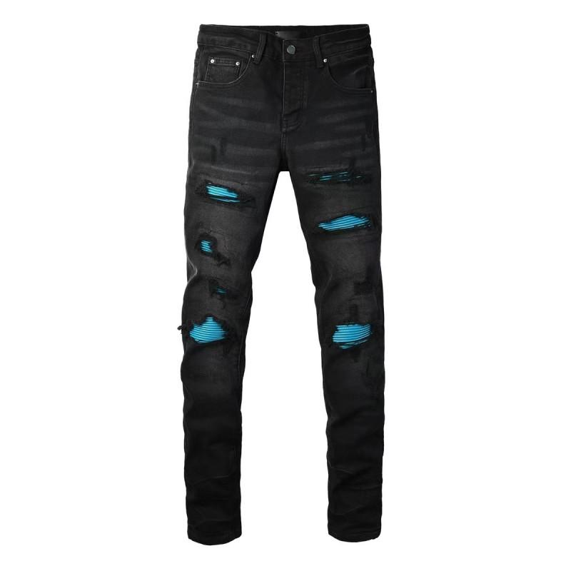 Mens Distressed Ripped Straight Fit Denim