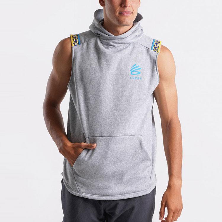 Under Armour Curry Series Fleece Casual Training Sports Running Sleeveless Hoodie Men tops Gray 1366637-011