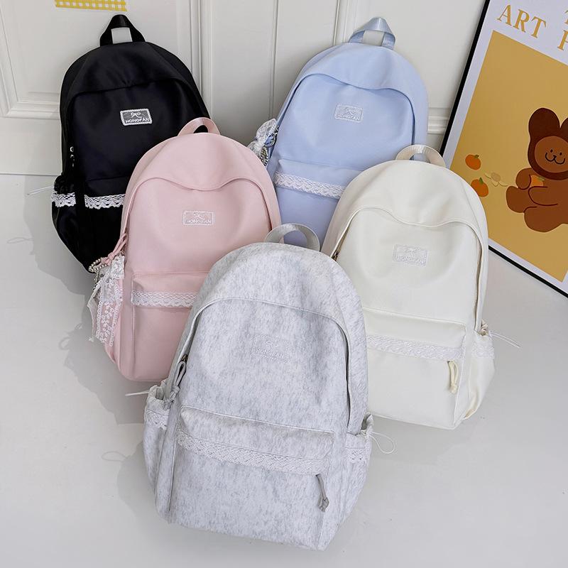 Schoolbag Korean Ins Niche Gentle Lace Junior High School Backpack Large Capacity Secondary School Bag Female Backpack