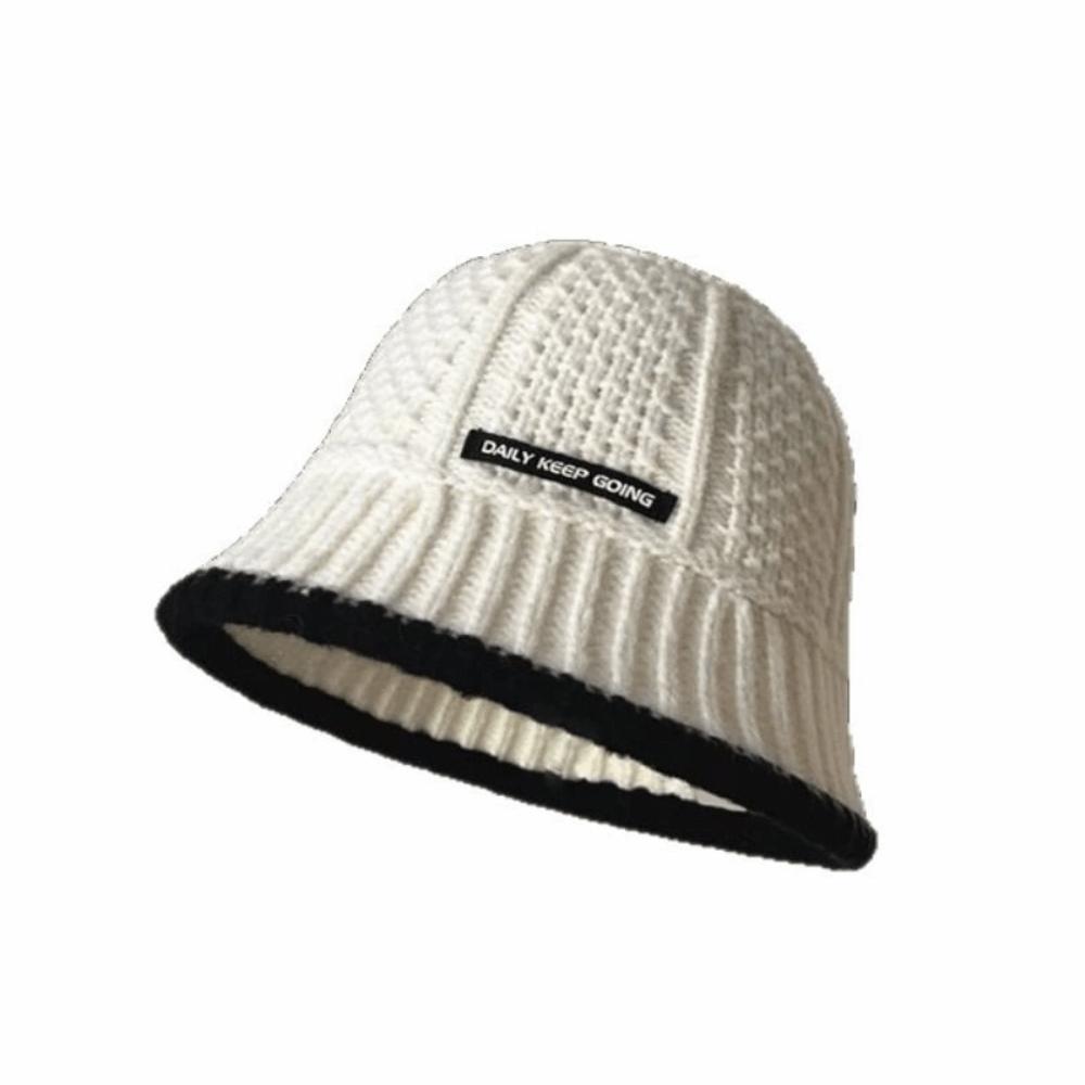 Windproof Knitted Bucket Hat Warm Women Fisherman Hat Fashion Wool Basin Cap Shopping Travel
