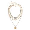Unique Necklace Multilayered With Alloy Geometric Shapes And Eyecatching Turquoise Beads