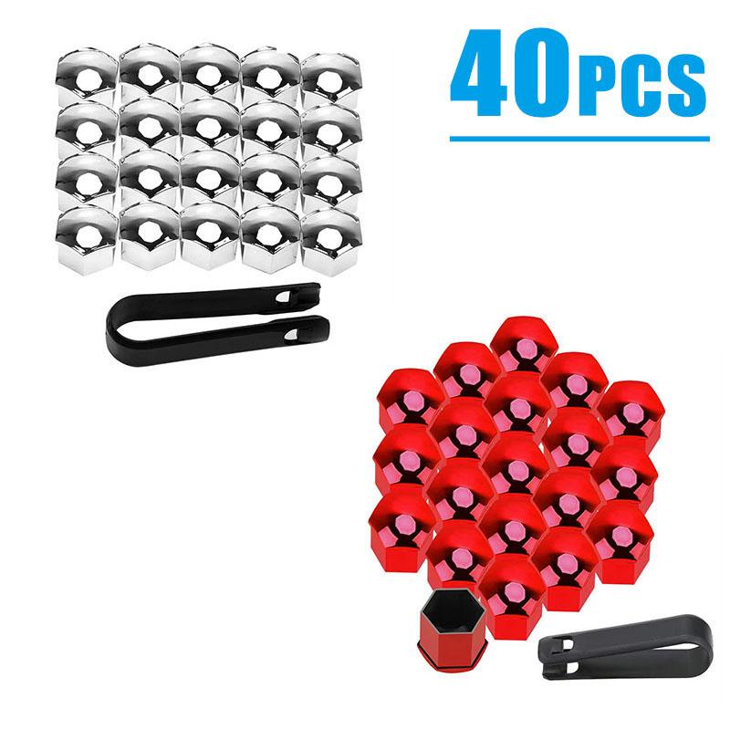 20/40Pcs Car Wheel Nut Caps 17/19/21mm Auto Hub Screw Cover Black Plastic Anti Dust Car Wheel Nut Bolt Covers Tire Accessories